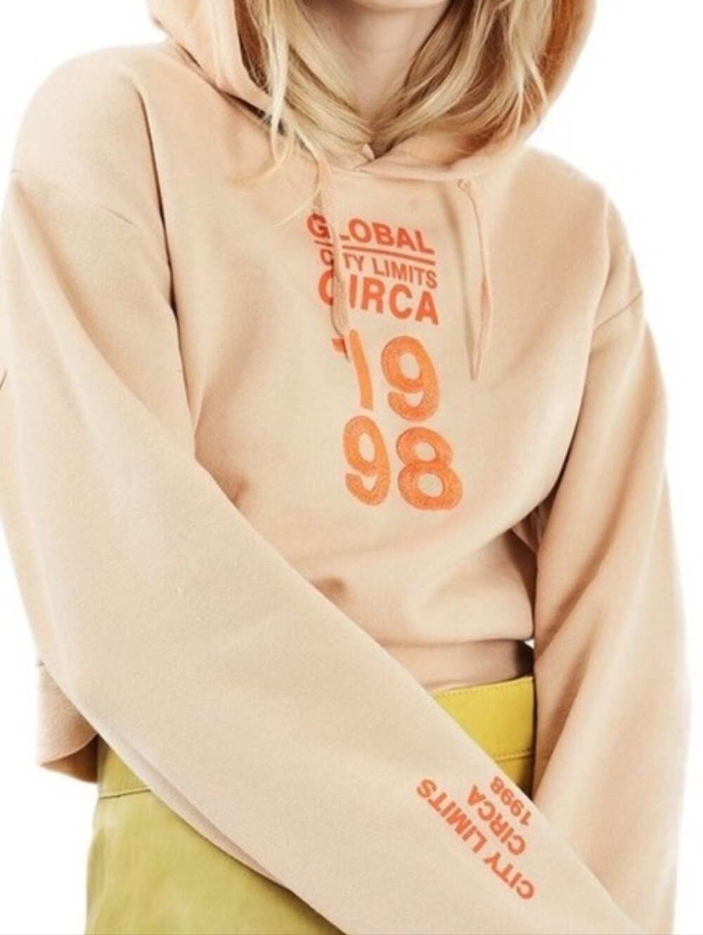Topshop Peach Hoodie with Orange Graphic